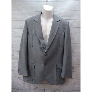 Vtg Tregos Westwear Mens Western Gray Blazer Jacket Sz 42